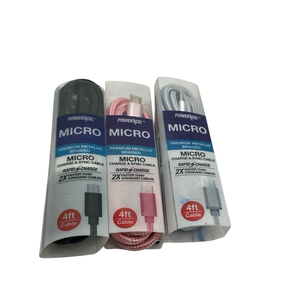 3 Pack - Pink, Black, and Silver Micro USB Cable - 4ft